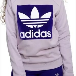 Adidas Sweaters | Adidas Women Originals Velvet Trefoil Sweatshirt Purple